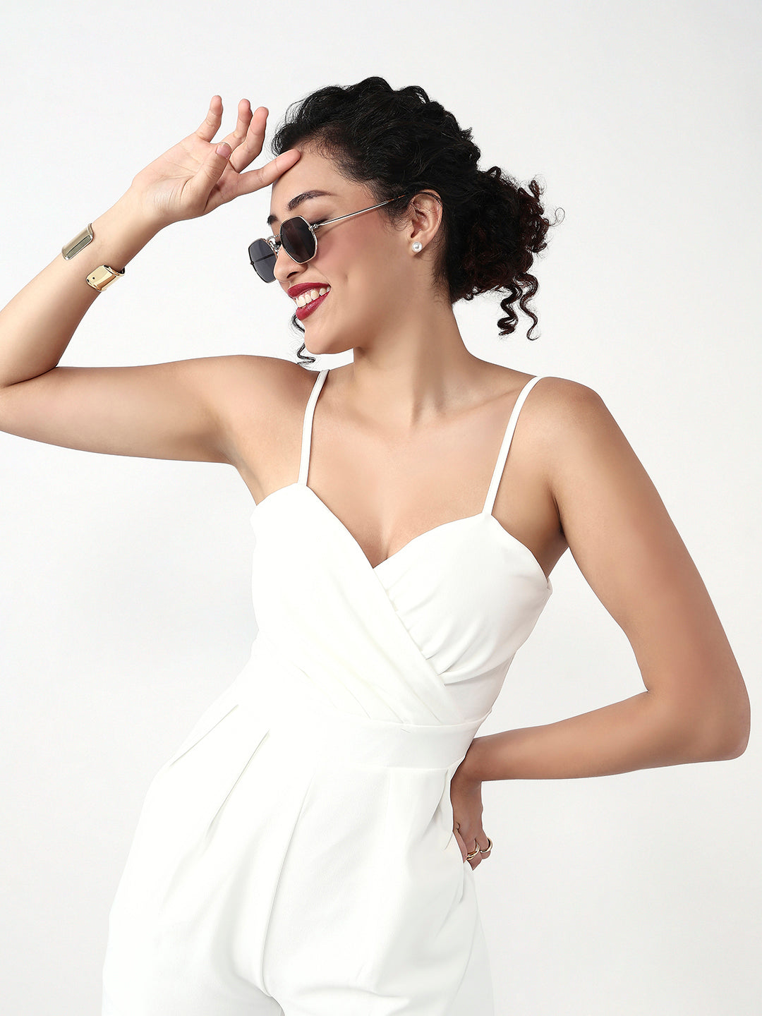 Effortless Grace: White Cotton Jumpsuit