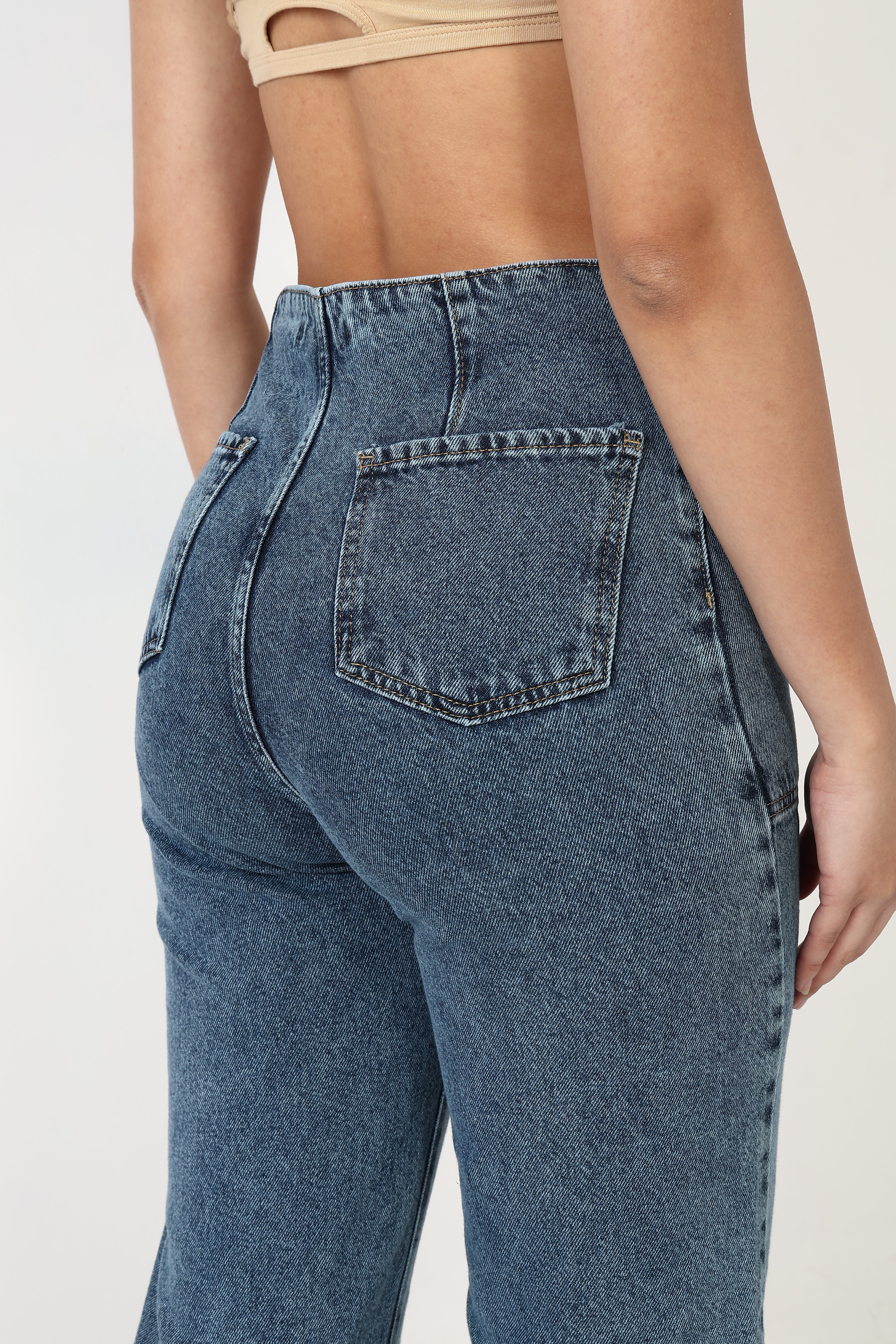 High-Waisted Wide-Leg Denim Jeans with Button Fly