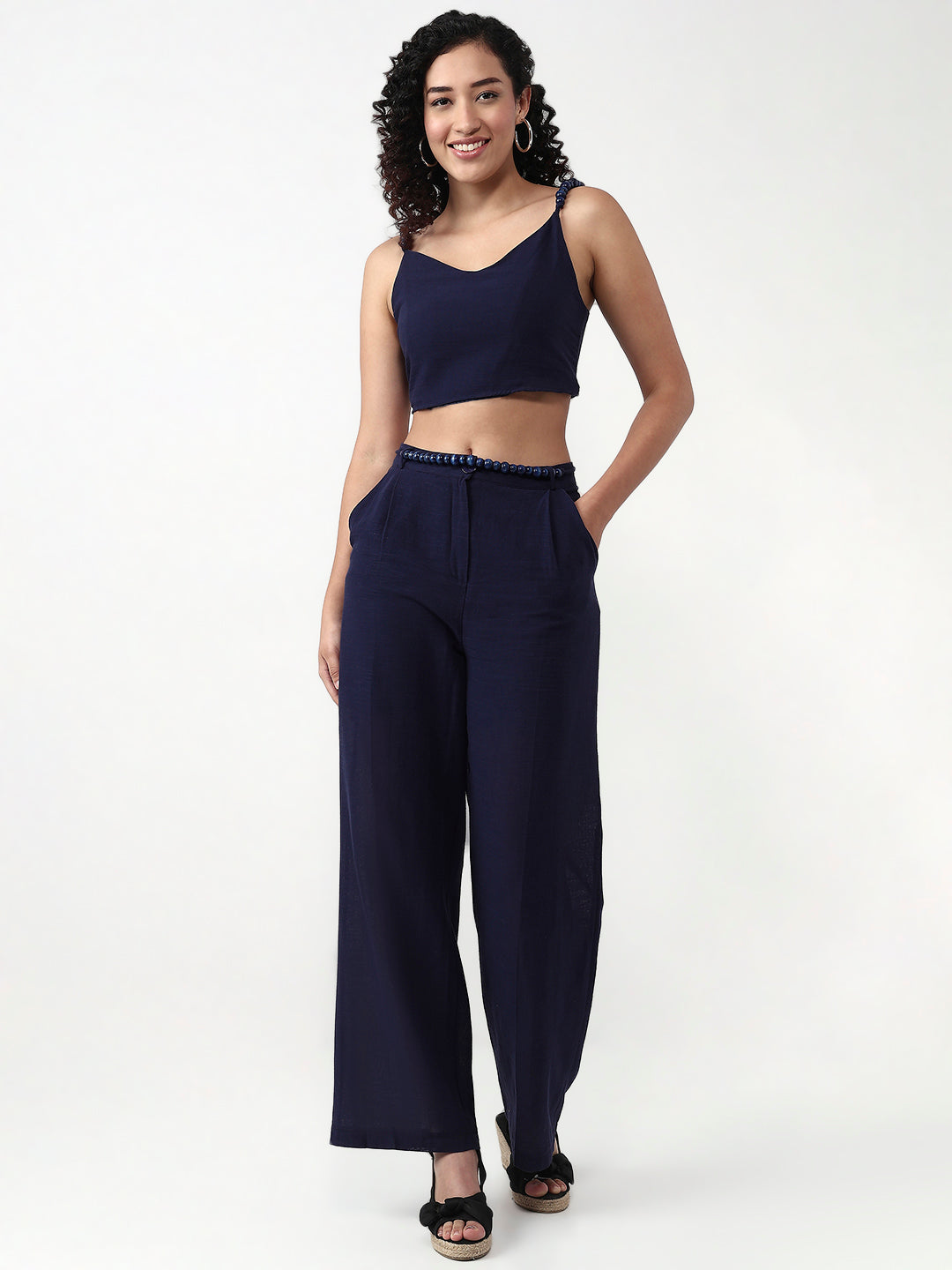 Breezy Blue: Cotton Cord Set with Braided Straps and braided belt