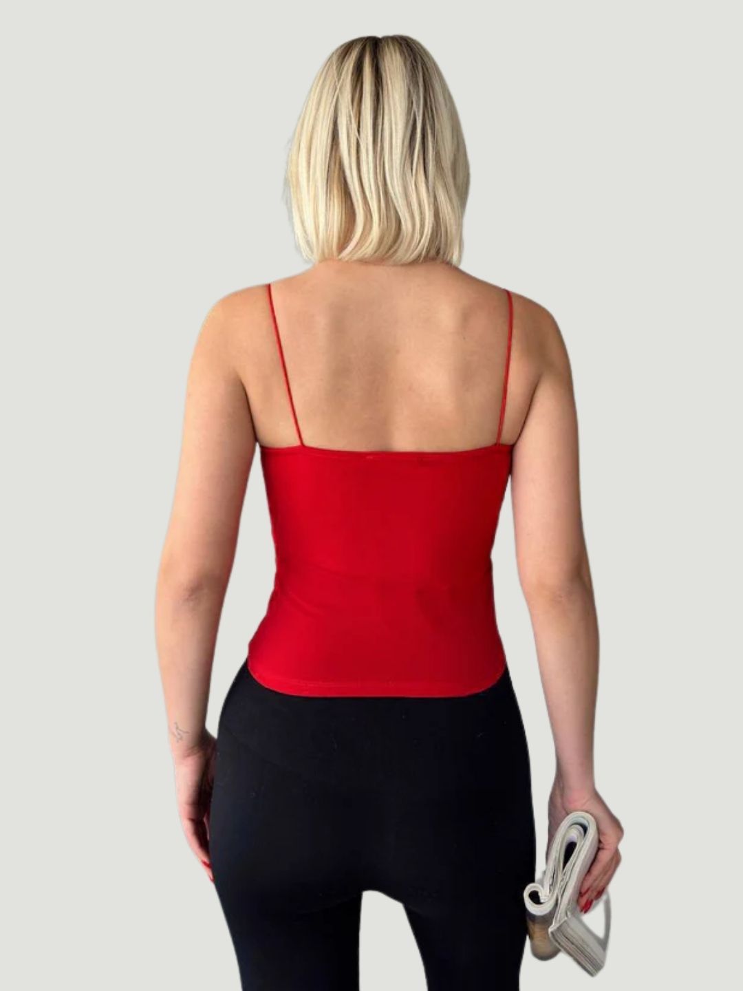 Red Spaghetti Strap Polyester with 2-Way Stretch