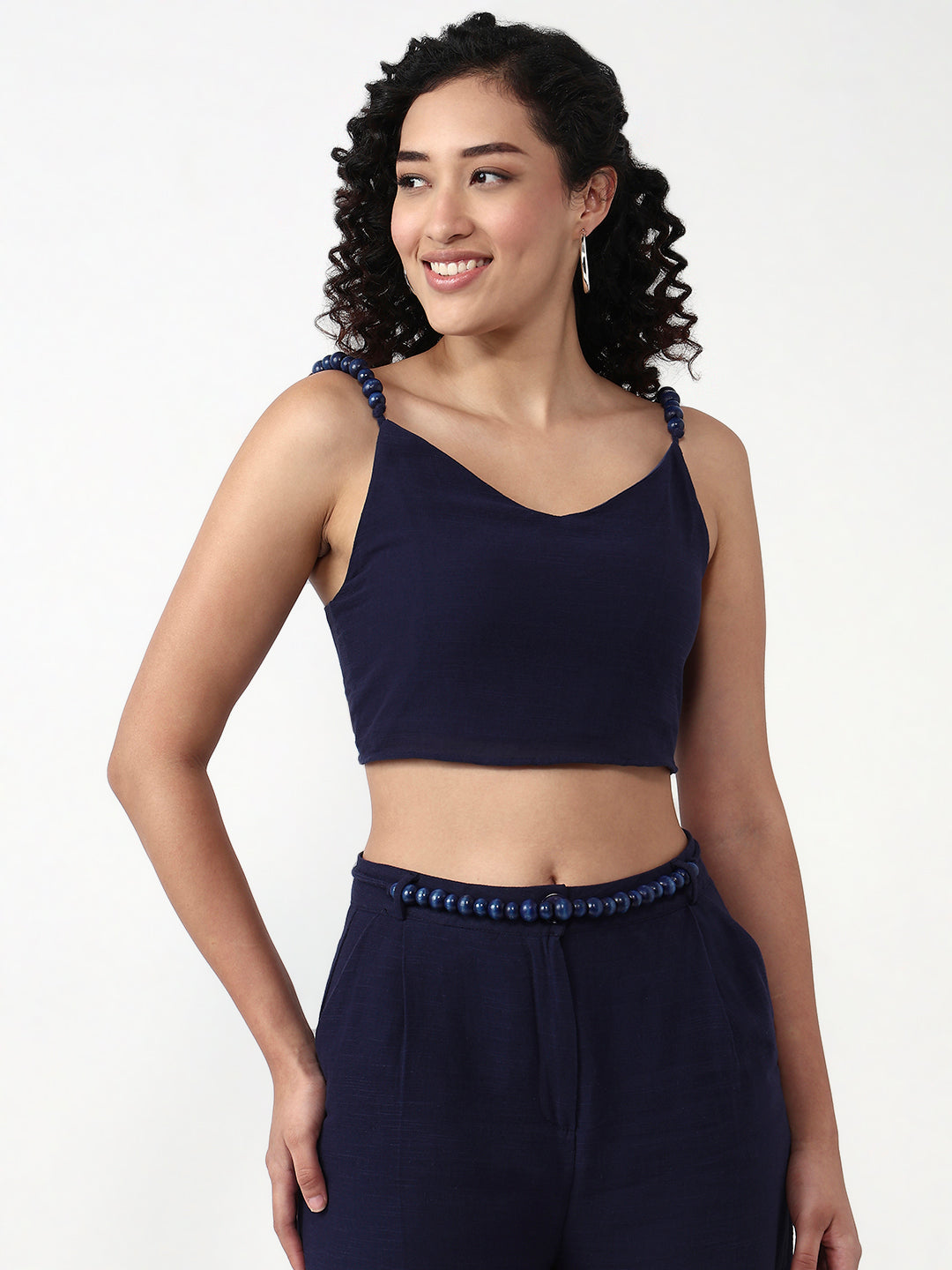 Breezy Blue: Cotton Cord Set with Braided Straps and braided belt