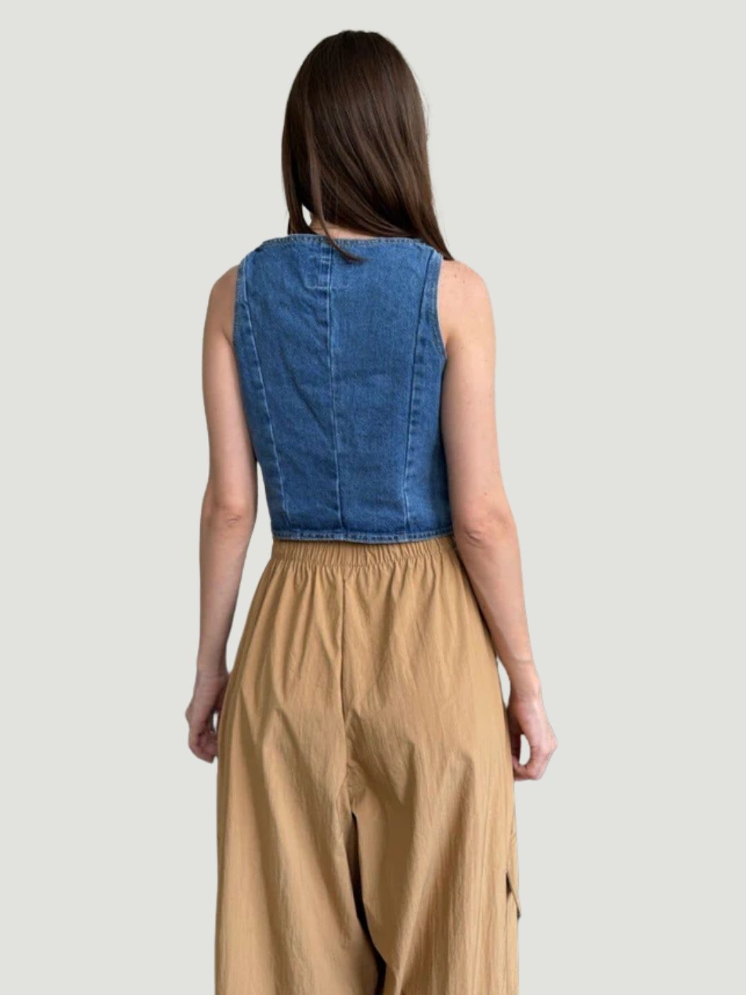 Laced-Up Edge: Denim Crop Top