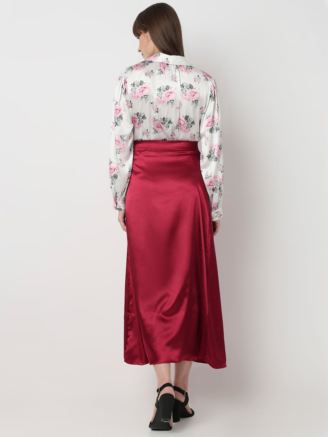 Berry Luxe Satin Skirt