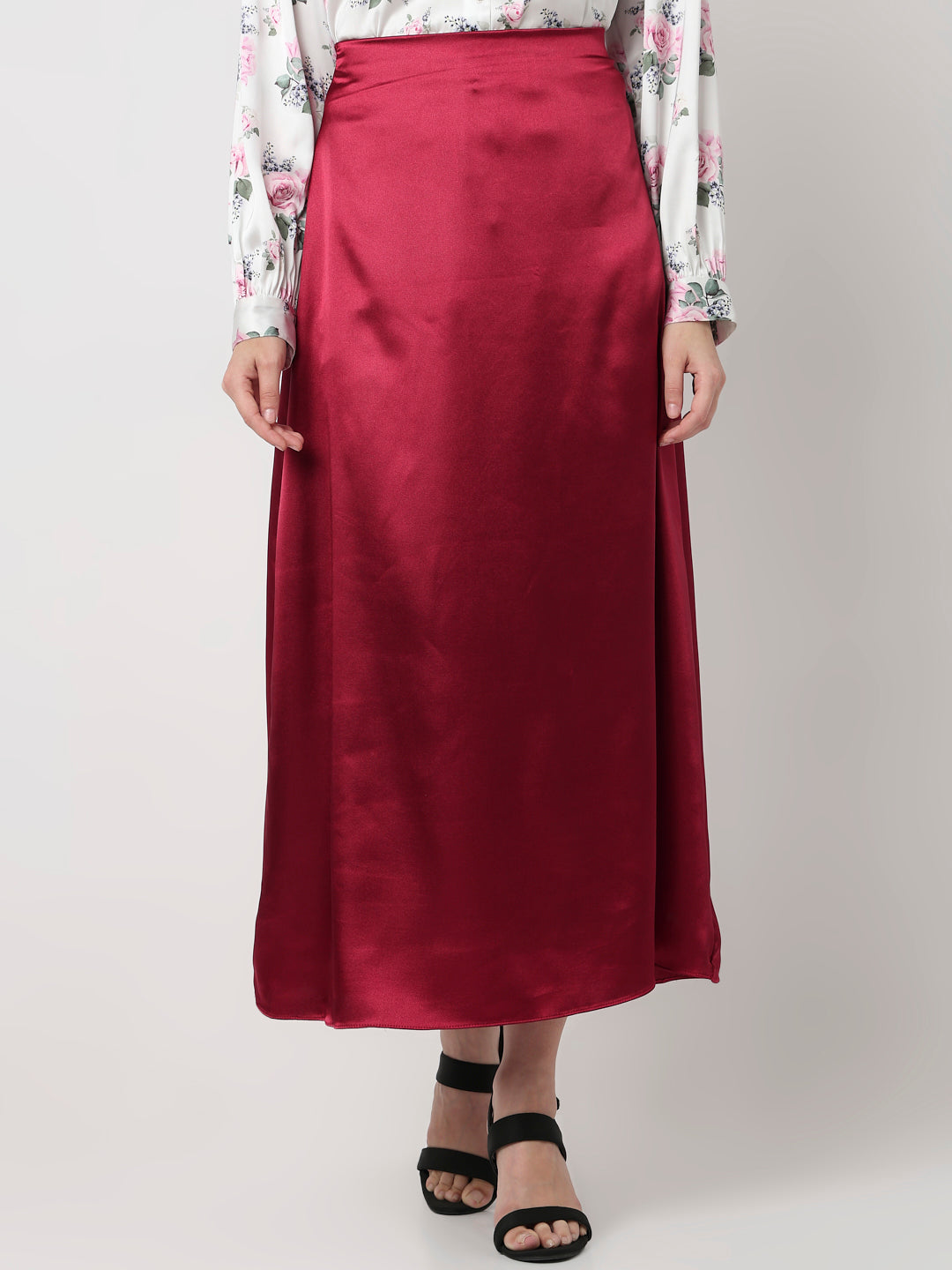 Berry Luxe Satin Skirt