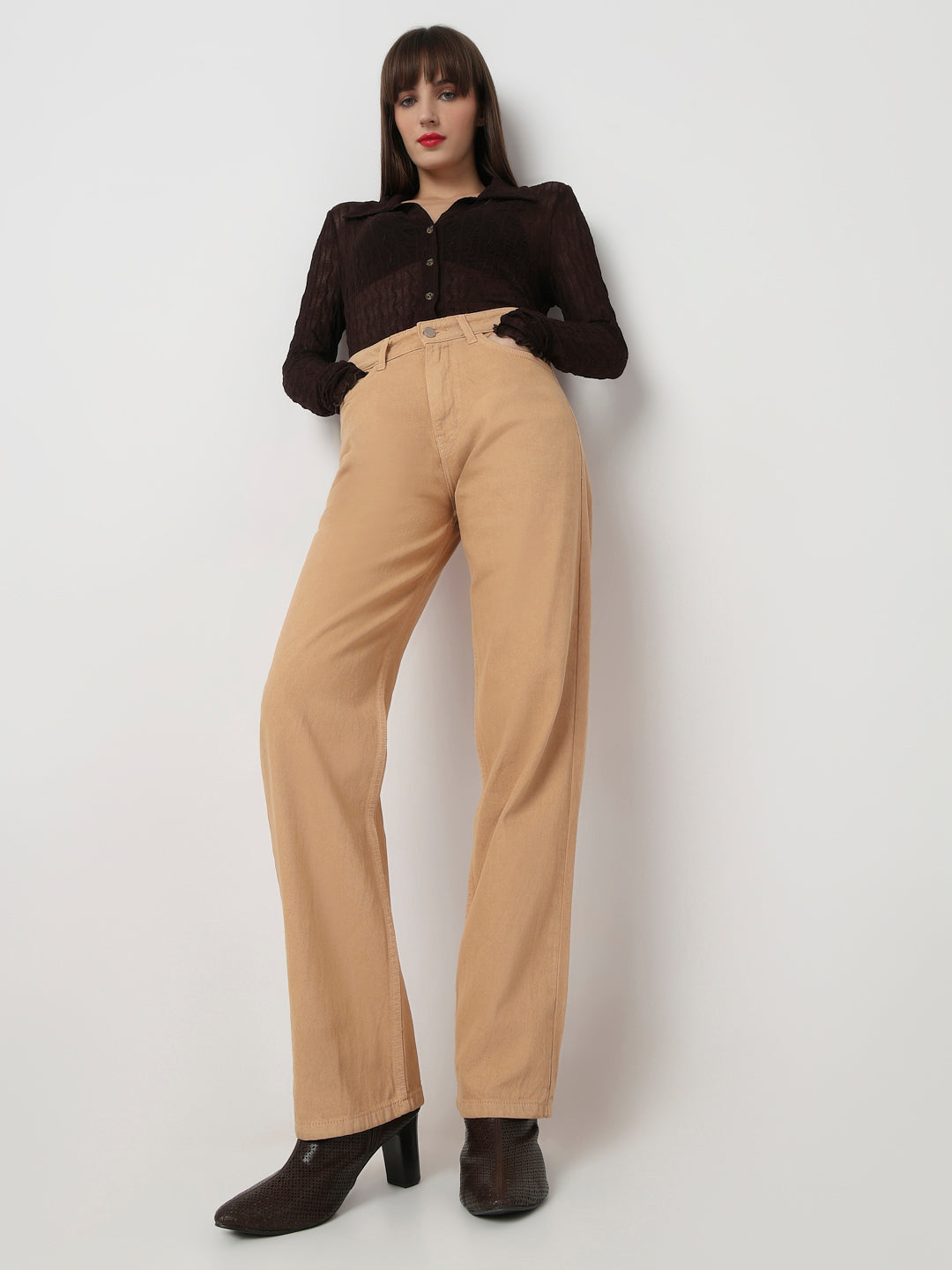 Straight leg Basic Khaki Cargo