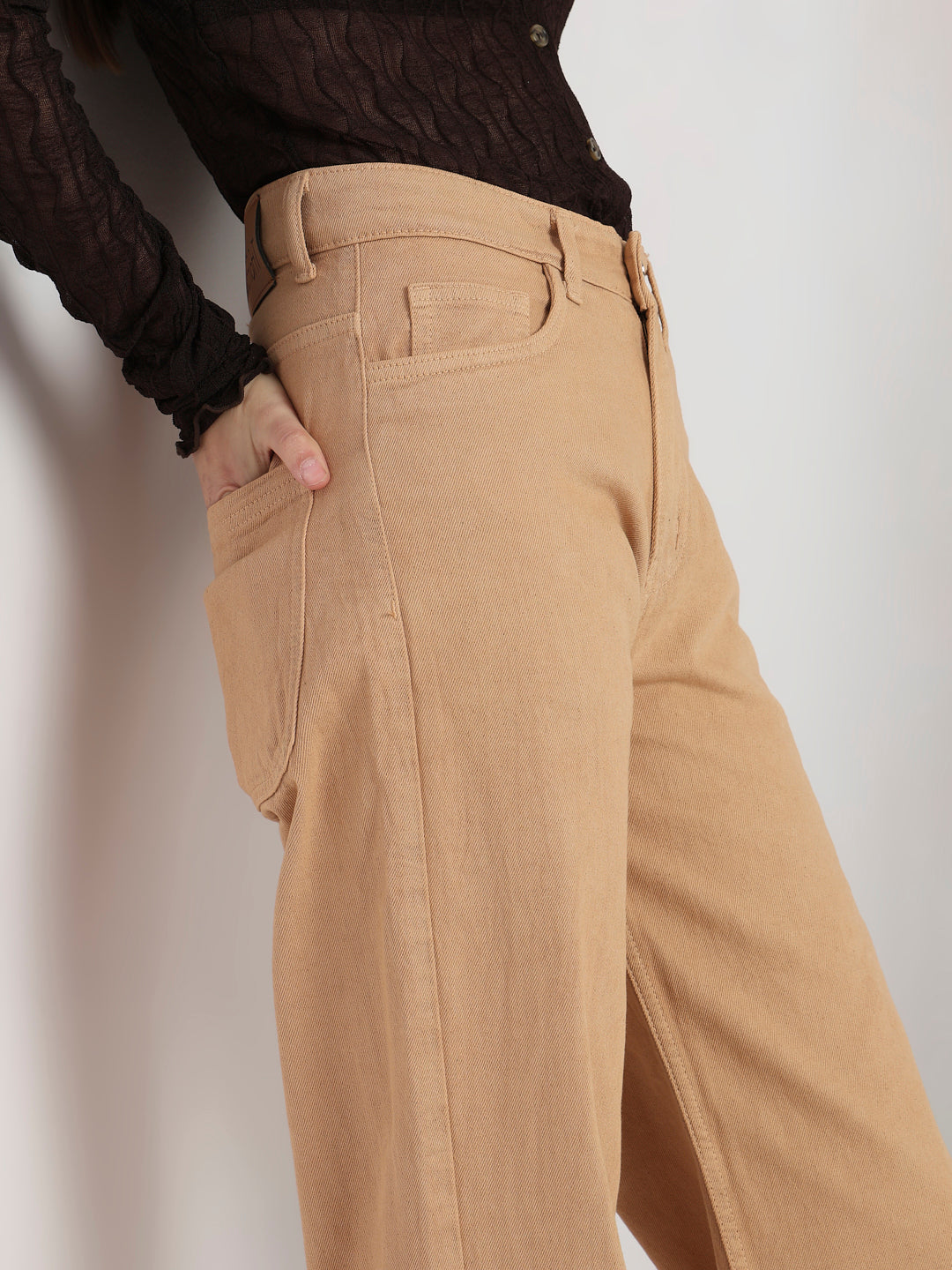 Straight leg Basic Khaki Cargo