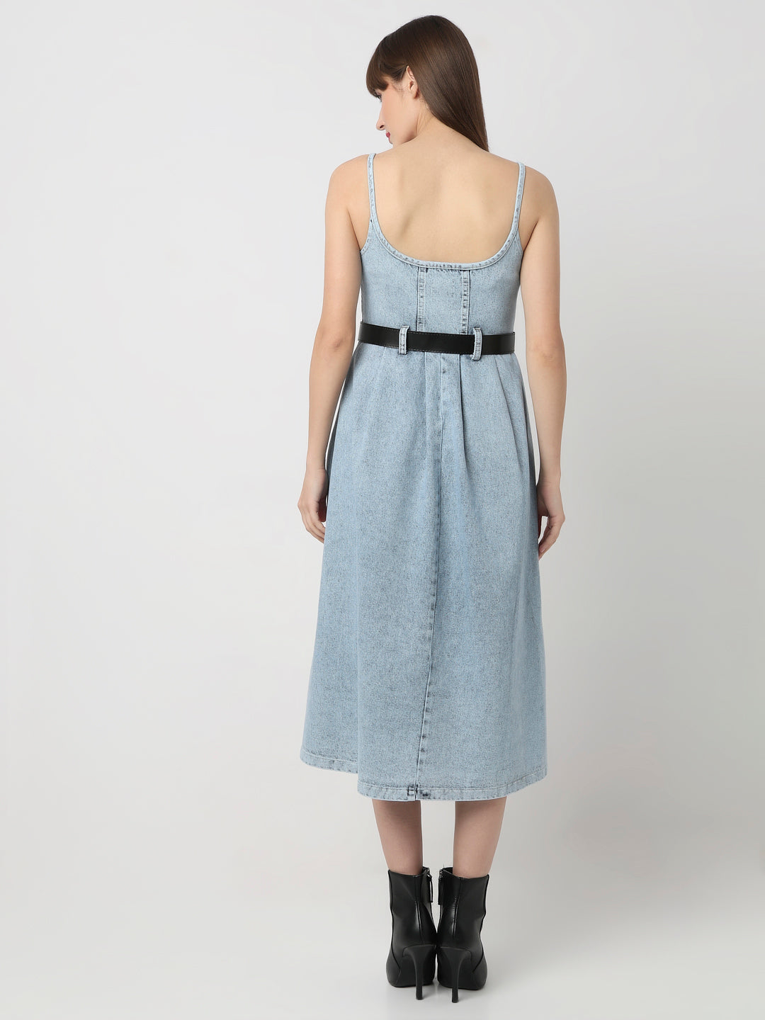 Frosted Denim Grace Belted Midi Dress
