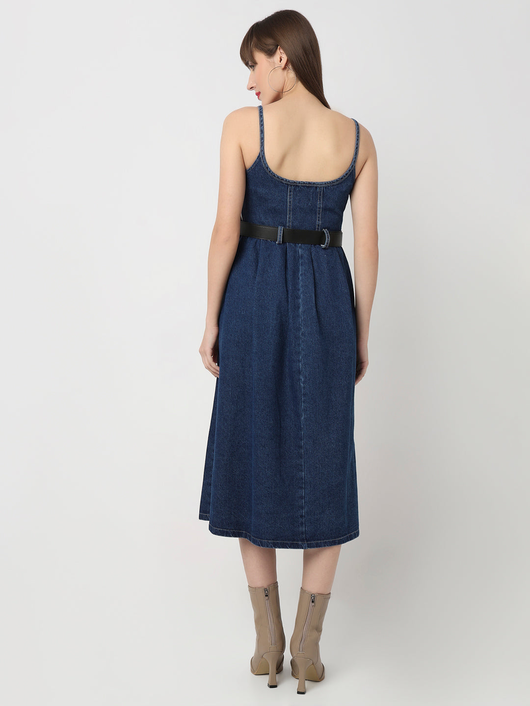 Indigo Denim Grace Belted Midi Dress