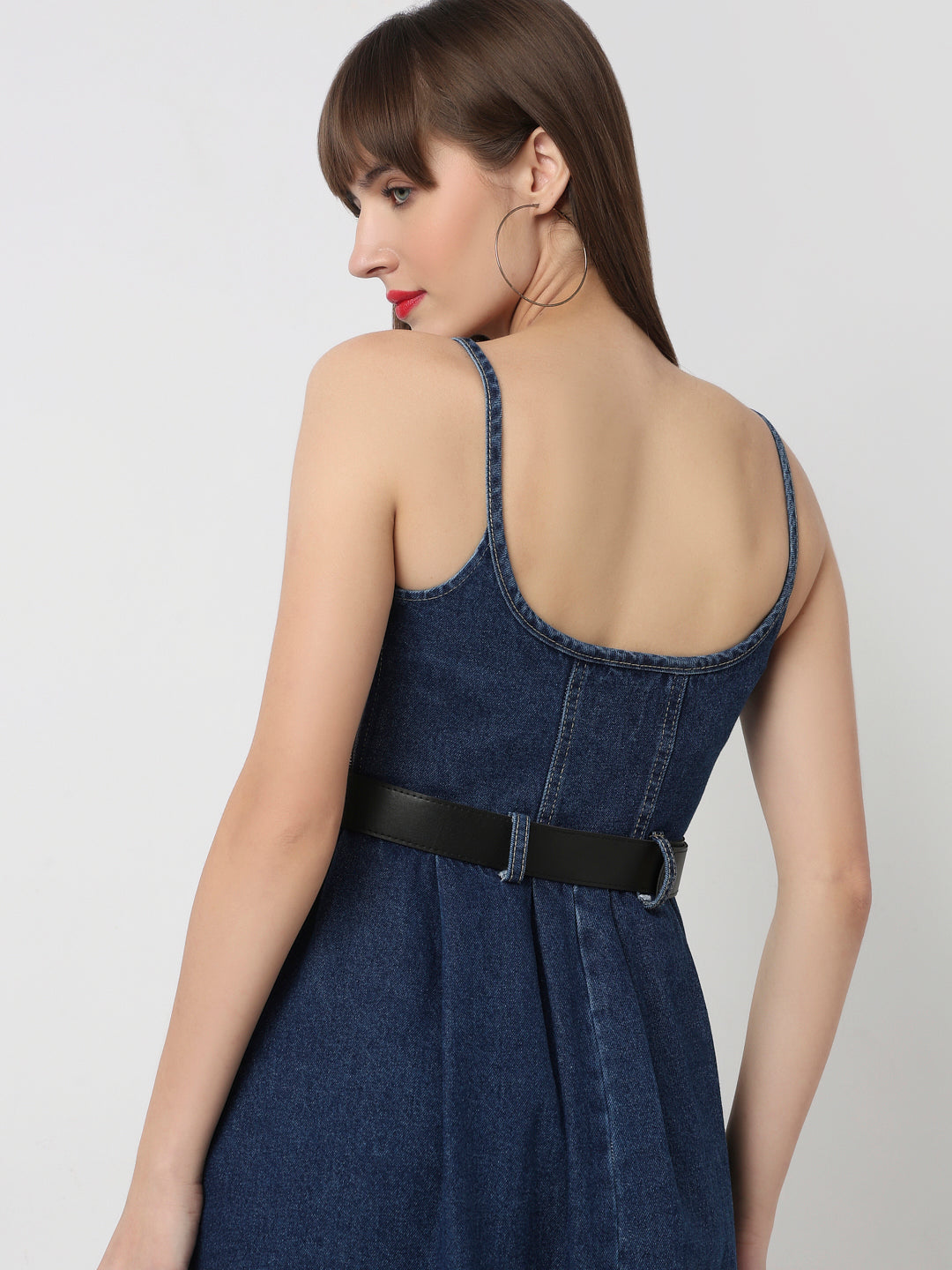 Indigo Denim Grace Belted Midi Dress