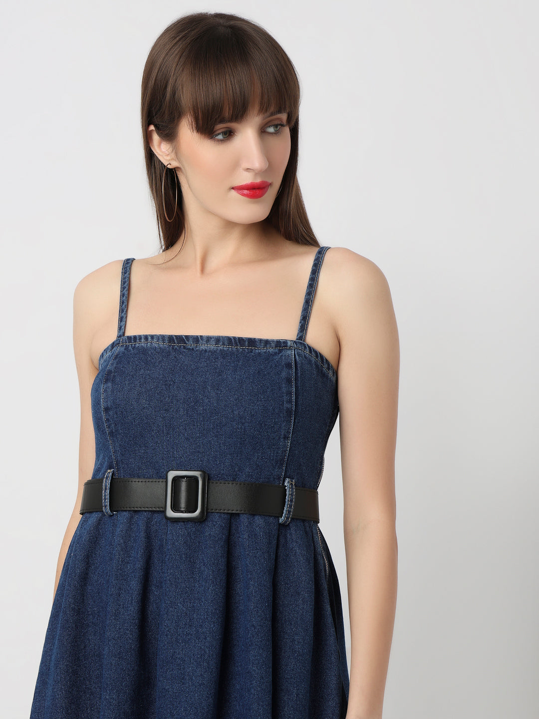 Indigo Denim Grace Belted Midi Dress