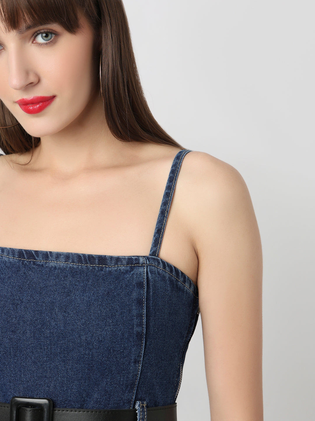 Indigo Denim Grace Belted Midi Dress