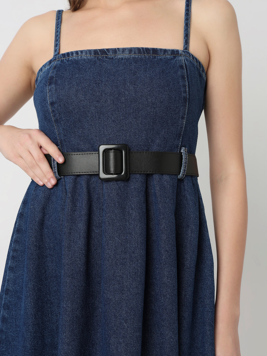 Indigo Denim Grace Belted Midi Dress