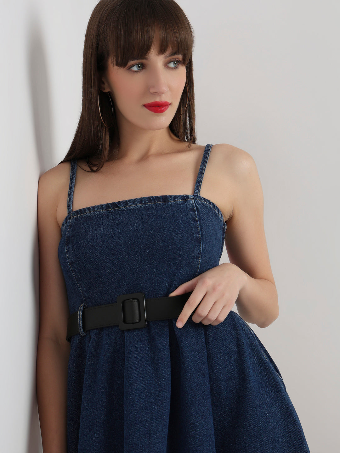 Indigo Denim Grace Belted Midi Dress