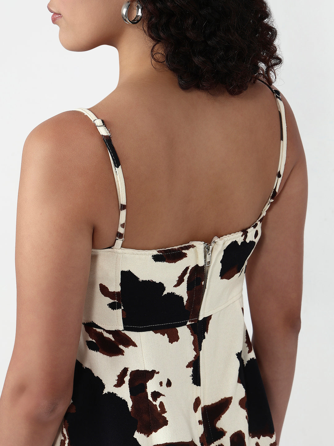 Cow-Print Cotton Mini Dress