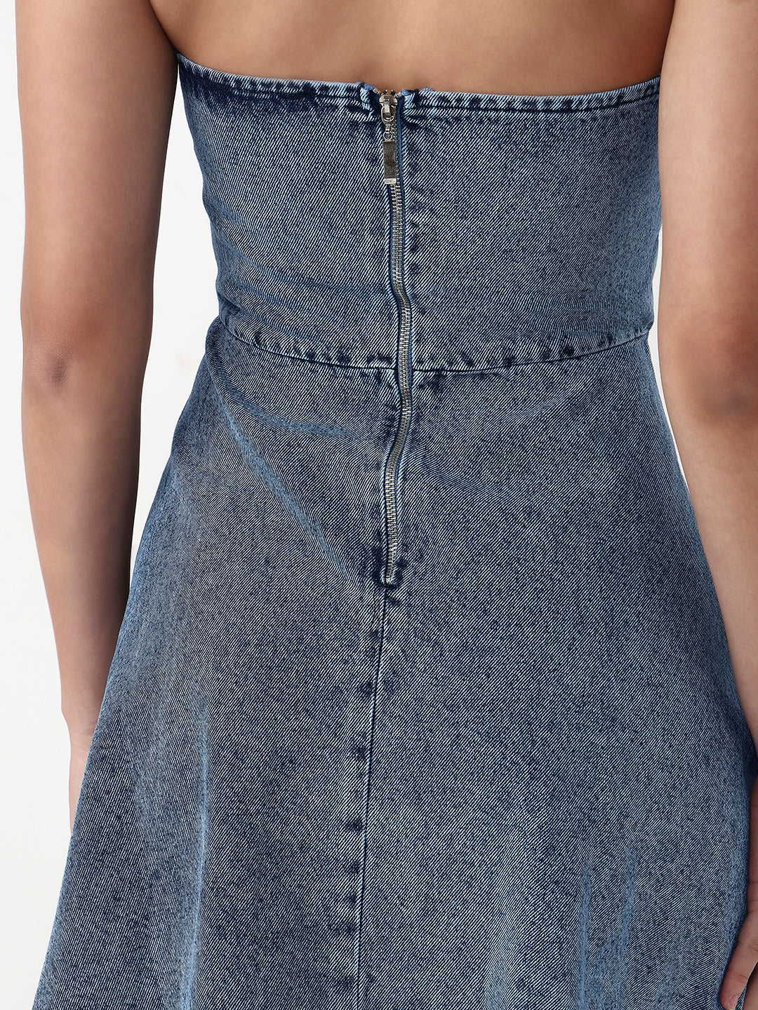 Denim Hourglass Flare Mini Dress