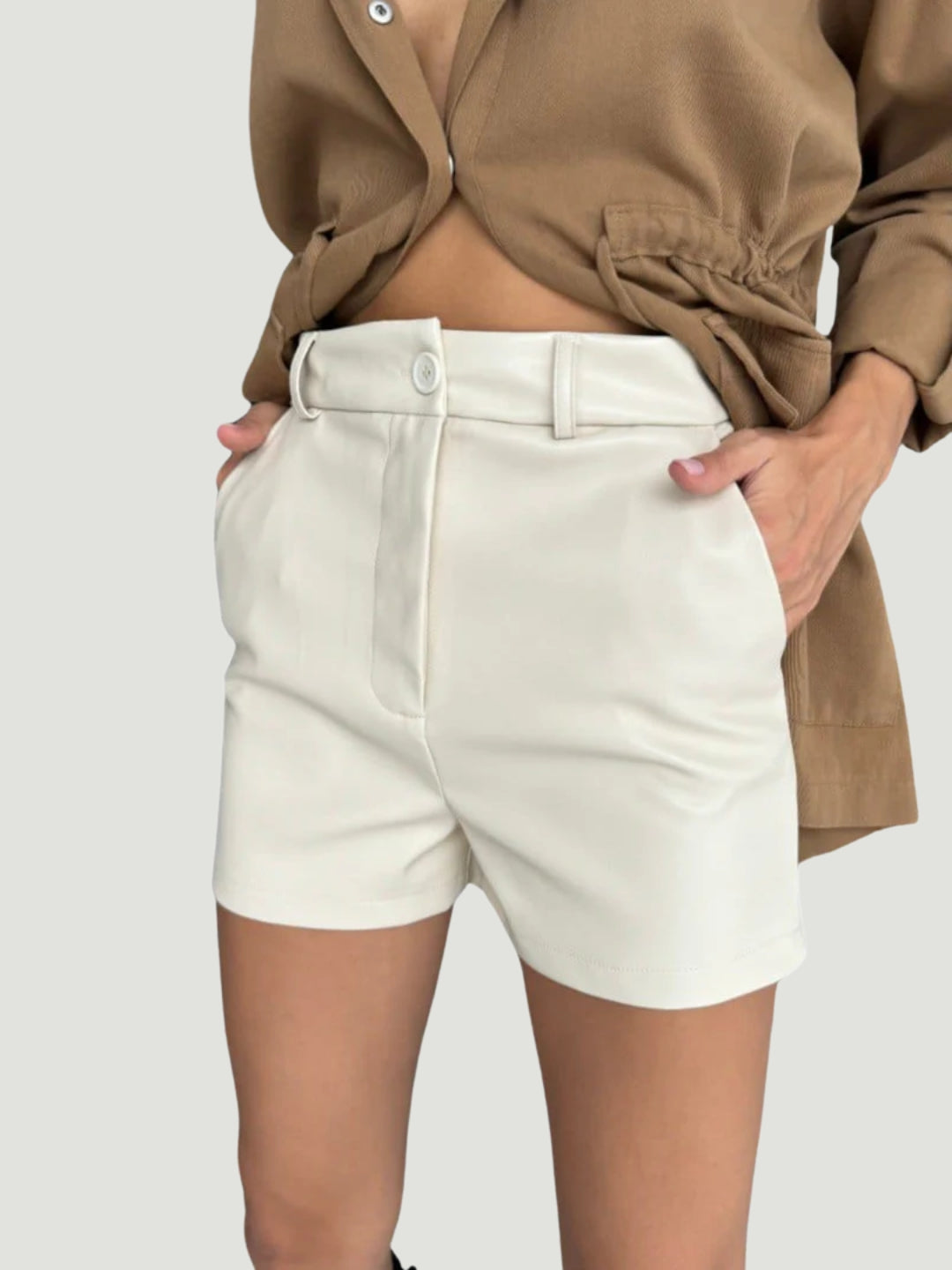 Beige polyester shorts