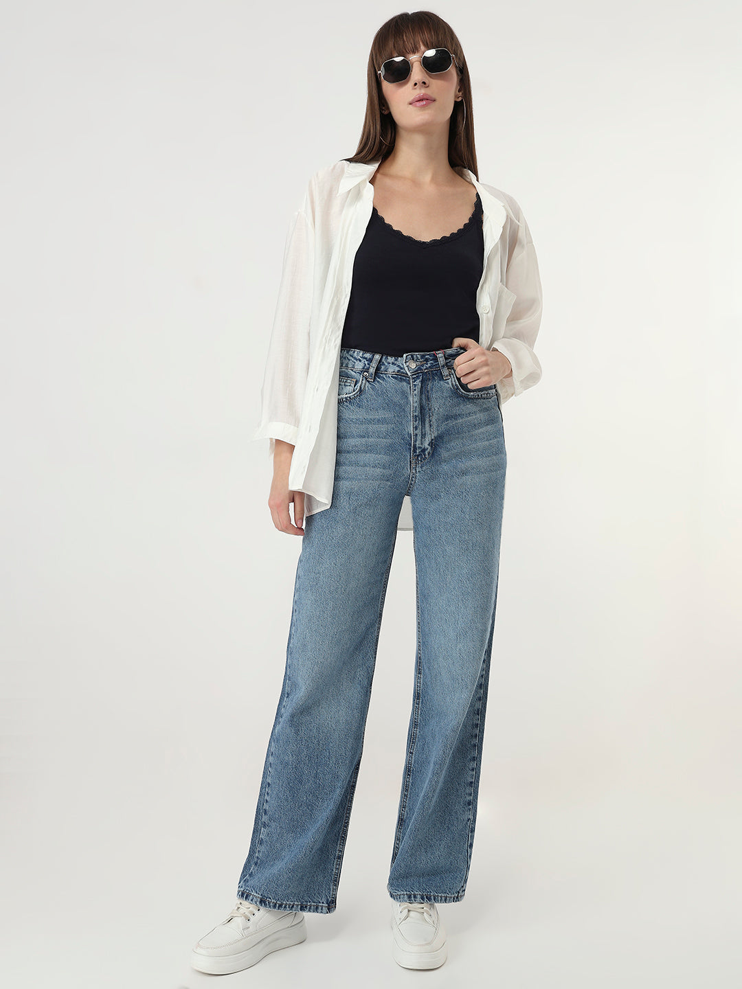 Classic High-Waisted Wide Leg Jeans