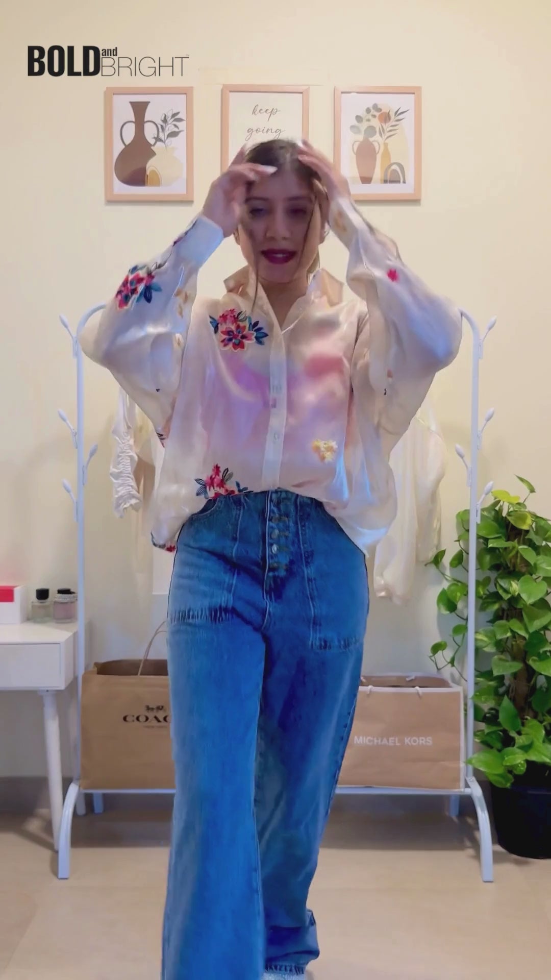 Sheer Oversized Transparent Polyester Shirt with Hand Embroidery