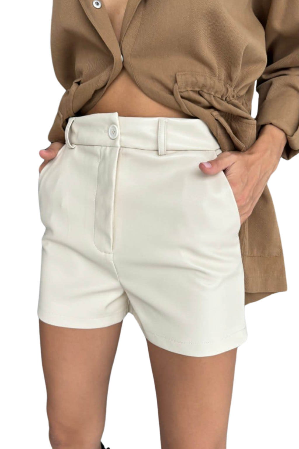 Beige polyester shorts