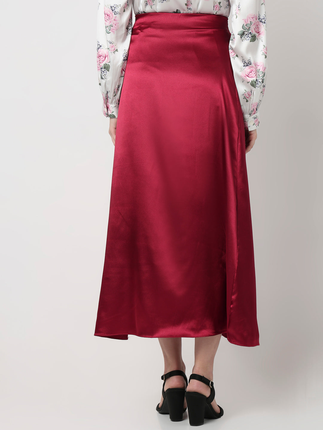 Berry Luxe Satin Skirt