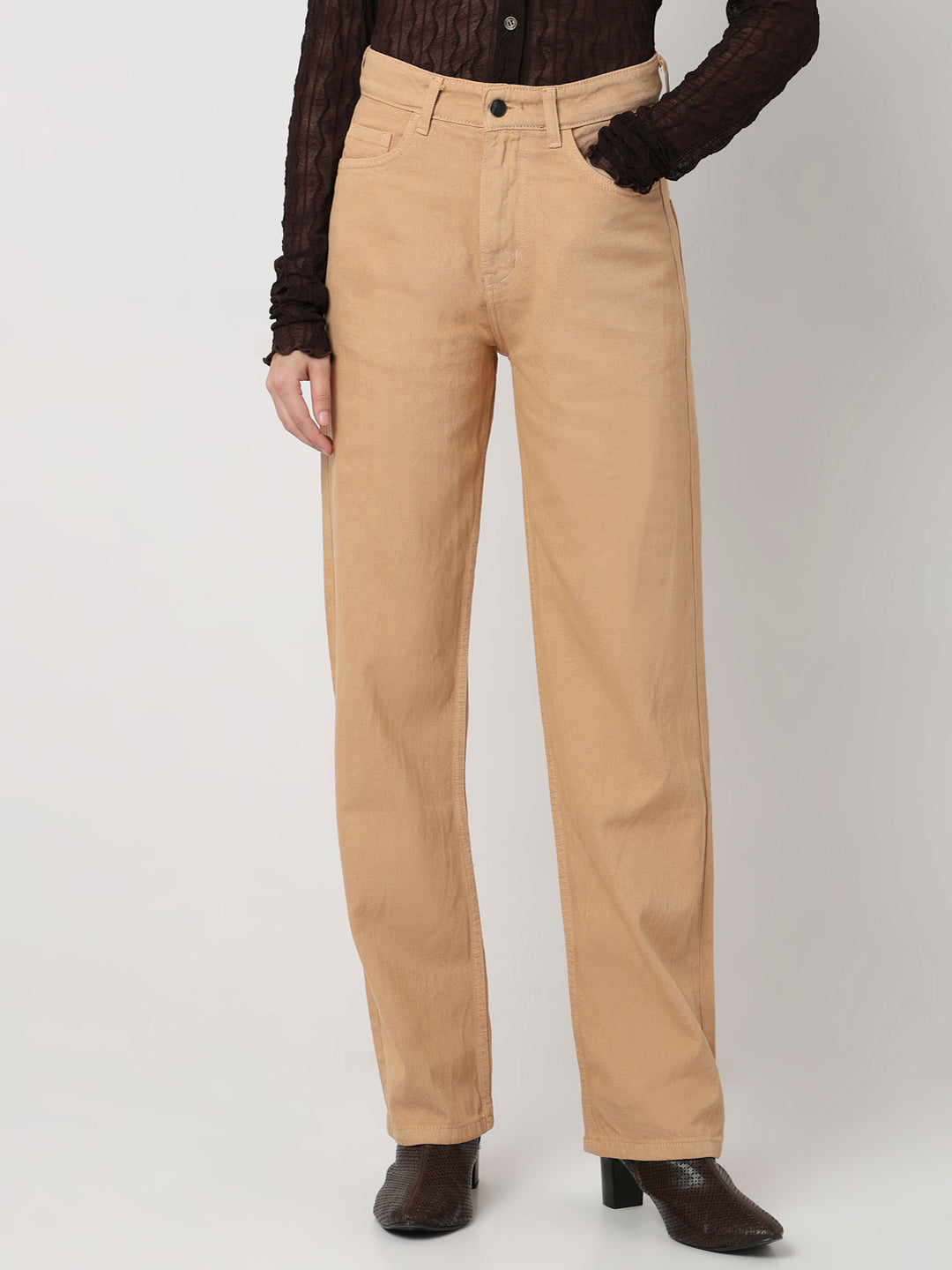 Straight leg Basic Khaki Cargo