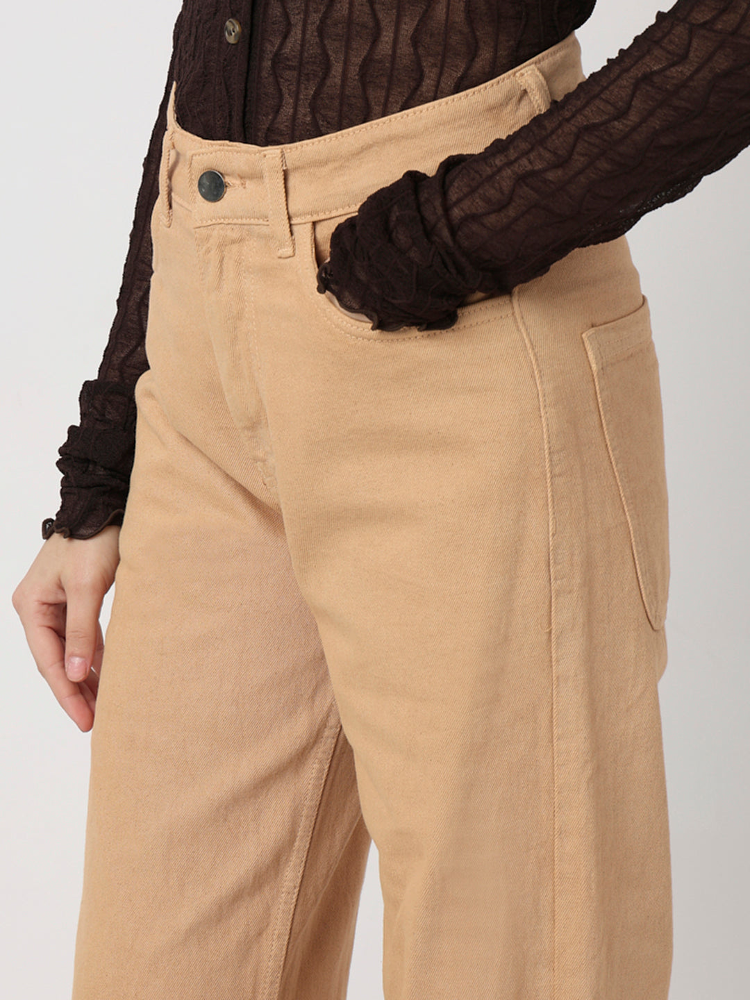 Straight leg Basic Khaki Cargo