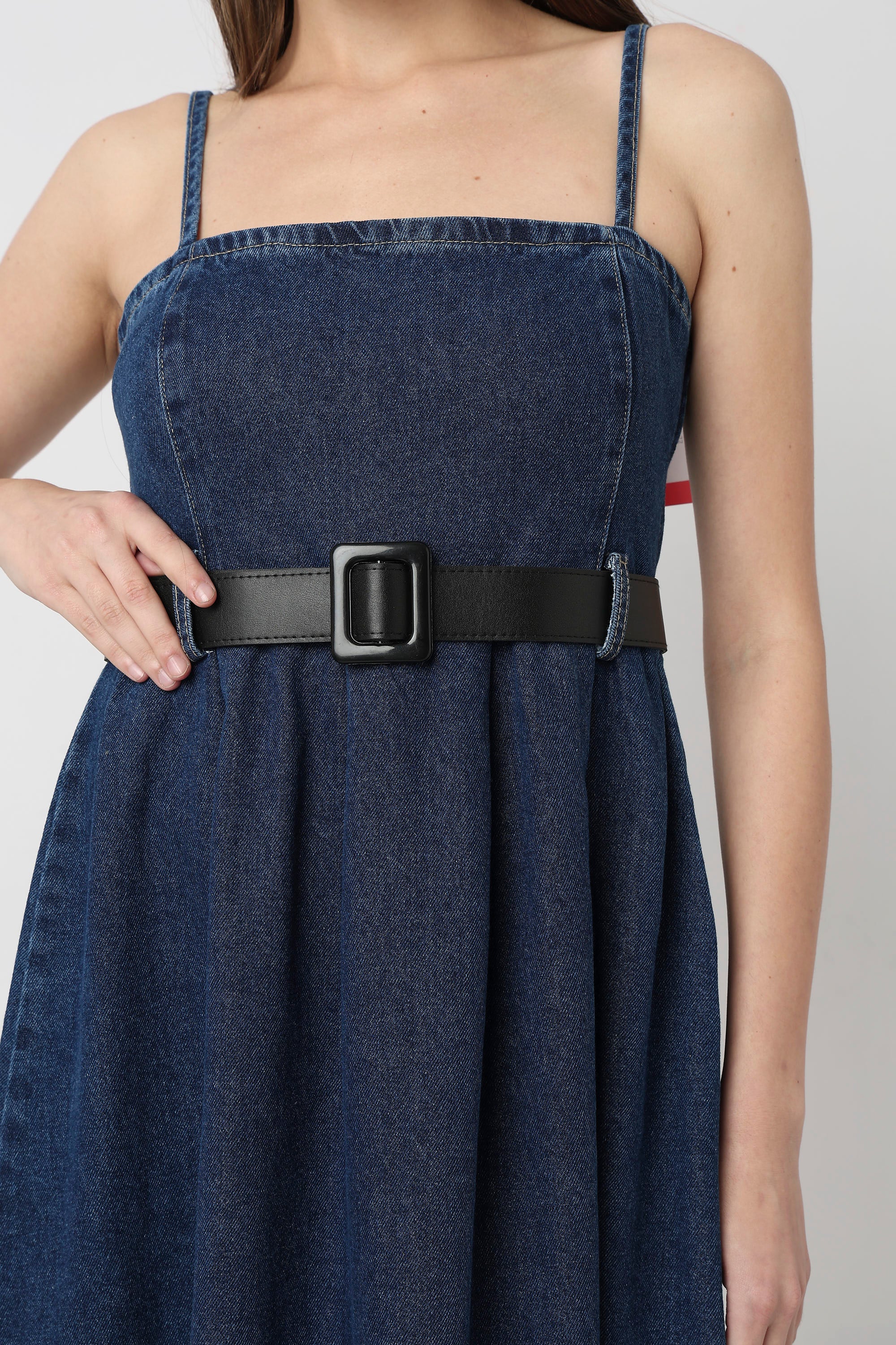 Indigo Denim Grace Belted Midi Dress