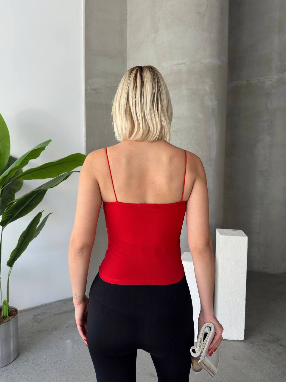 Red Spaghetti Strap Polyester with 2-Way Stretch